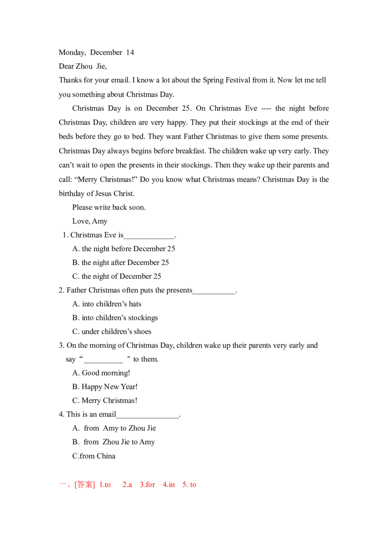 《冀教版五年级下册英语-Unit3Lesson18LittleZekeSendsanEmail(word,含答案和解析)_小学1-6年级全科全套_1-6年级全科下册_五年级_五年级下英语_英语五下冀教版》第2页预览