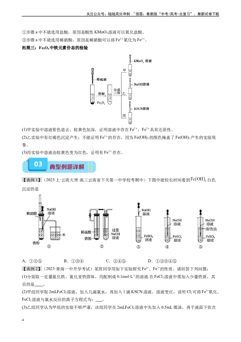 《专题05铁、铝及其化合物（实验9~10）（学生版）_05-化学-高考总复习_专项复习_2024年_2024年高考化学实验专项突破_资料_高考化学教材实验及其延伸拓展》第4页预览