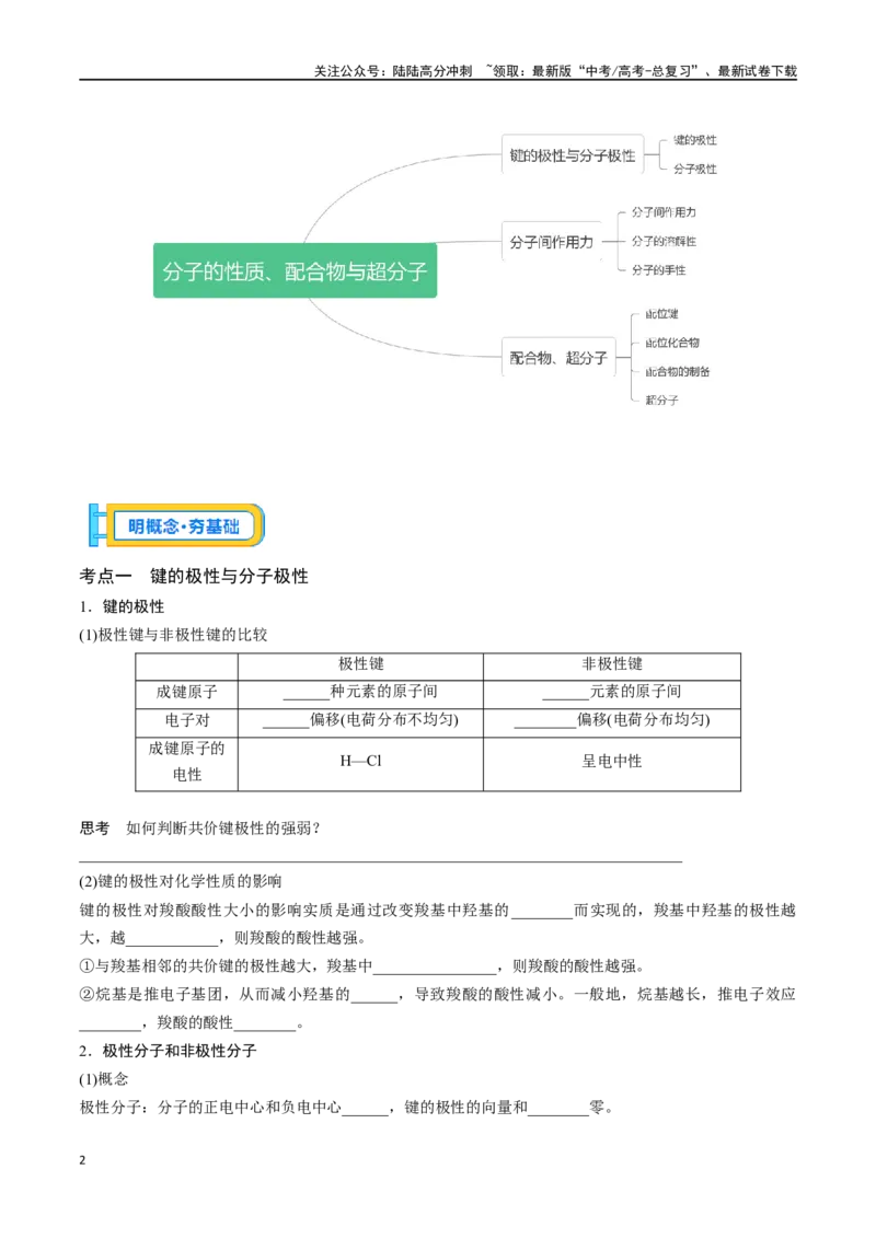 《专题二十分子的性质、配合物与超分子-（解析版）_05-化学-高考总复习_一轮复习_2024年_2023-2024学年解密高考化学大一轮复习精讲精练（配套新教材2019）_资料》第2页预览