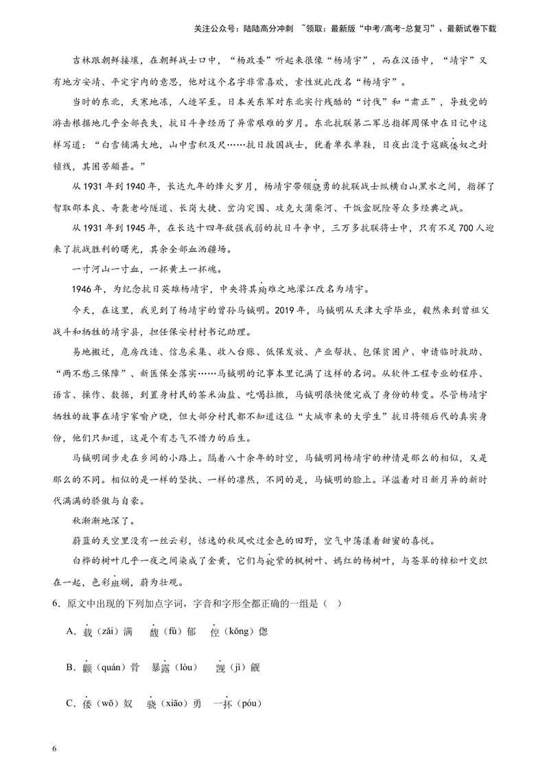 《专练06文学类文本阅读（一）（名校试题）（天津专用）-（解析版）_一轮复习_2025年_2025年新高考语文一轮复习题型专练习题试卷强化训练题_天津地区》第6页预览