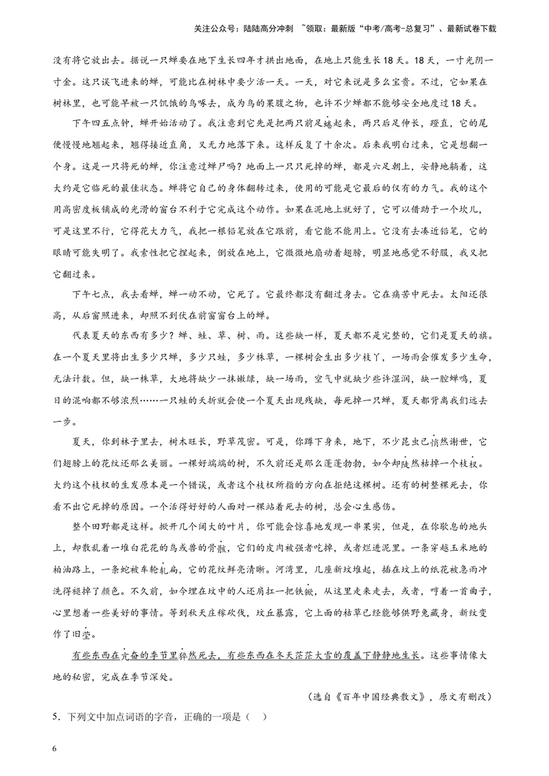 《专练07文学类文本阅读（二）（名校试题）（天津专用）-（原卷版）_一轮复习_2025年_2025年新高考语文一轮复习题型专练习题试卷强化训练题_天津地区》第6页预览