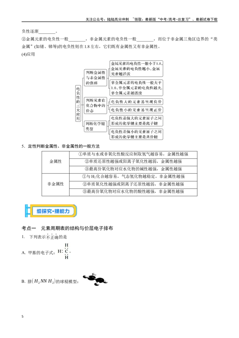 《专题十七元素周期表元素周期律-（原卷版）_05-化学-高考总复习_一轮复习_2024年_2023-2024学年解密高考化学大一轮复习精讲精练（配套新教材2019）_资料》第5页预览