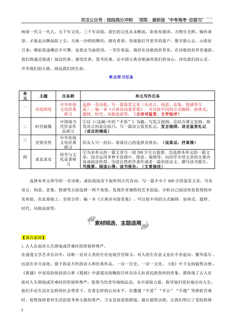 《专题01诗的国度（古诗词价值认识与鉴赏）_一轮复习_2026年-语文一轮复习_2026年高考语文一轮复习之教材主题作文训练-G438_资料》第2页预览