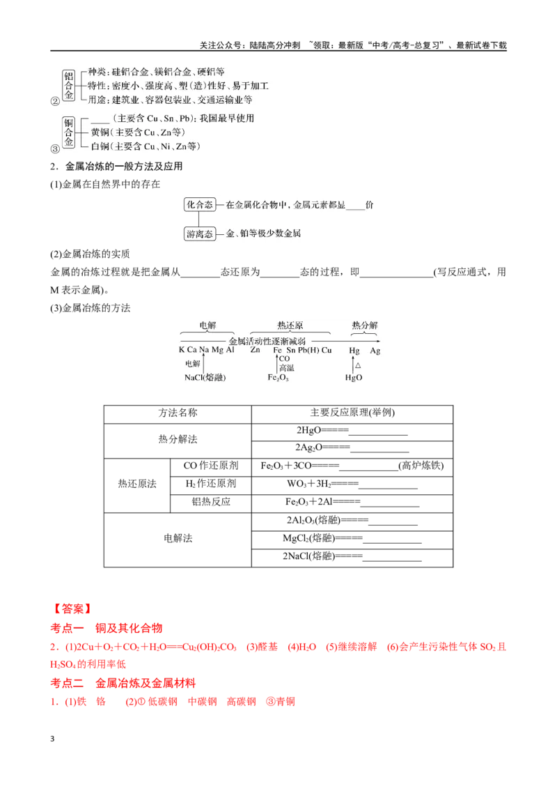 《专题十一金属材料、金属矿物的开发与利用-（解析版）_05-化学-高考总复习_一轮复习_2024年_2023-2024学年解密高考化学大一轮复习精讲精练（配套新教材2019）_资料》第3页预览