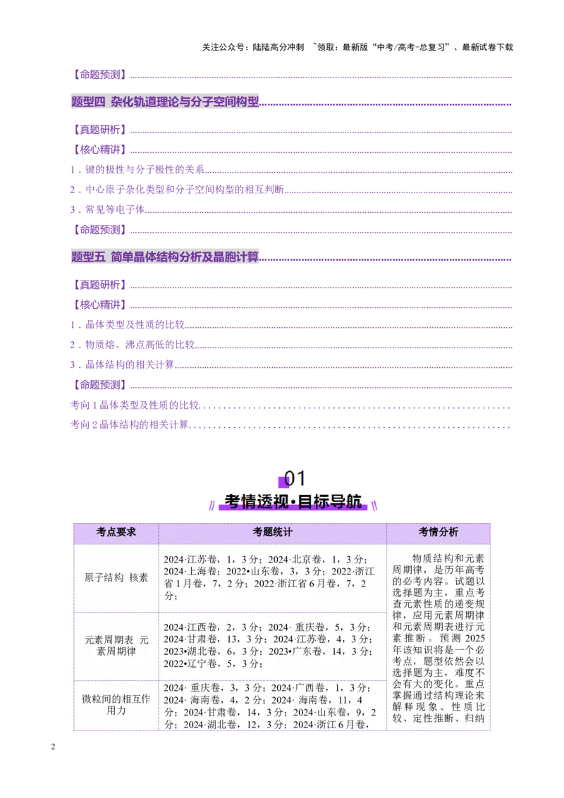 《专题11物质结构与元素周期律（讲义）（教师版）_05-化学-高考总复习_二轮复习_2025年_2025年高考化学二轮复习课件+讲义+练习（新高考通用）》第2页预览