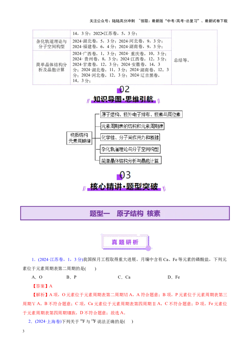 《专题11物质结构与元素周期律（讲义）（教师版）_05-化学-高考总复习_二轮复习_2025年_2025年高考化学二轮复习课件+讲义+练习（新高考通用）》第3页预览