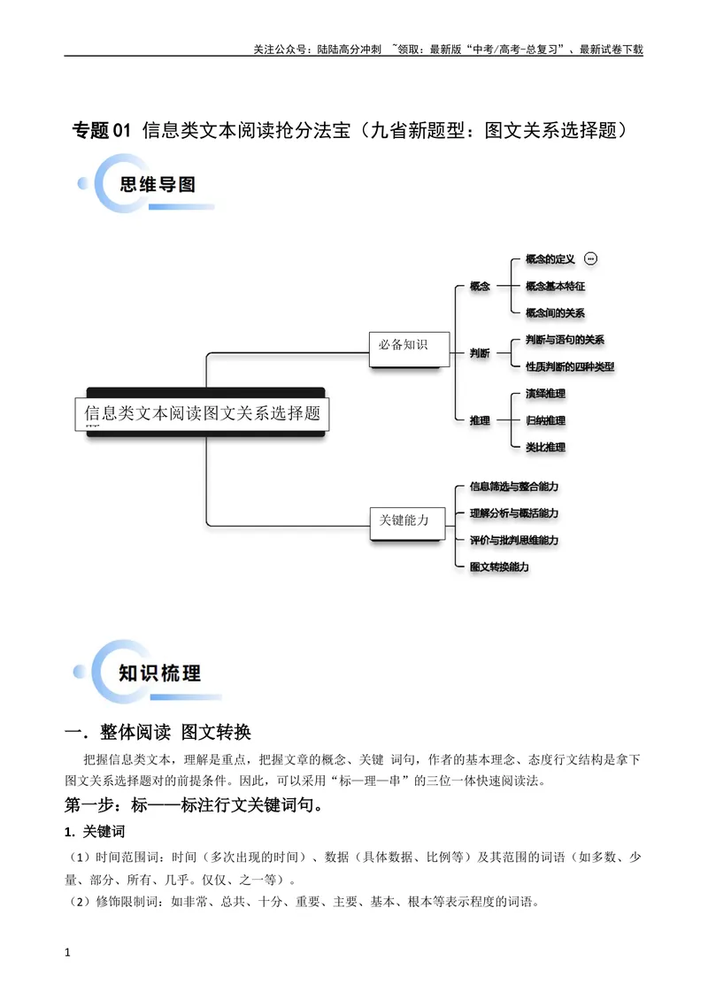 《专题01信息类文本阅读（九省新题型抢分：图文关系选择题）（原卷版）_专项复习_2024年_2024年高考语文抢分秘籍（新高考专用）》第1页预览