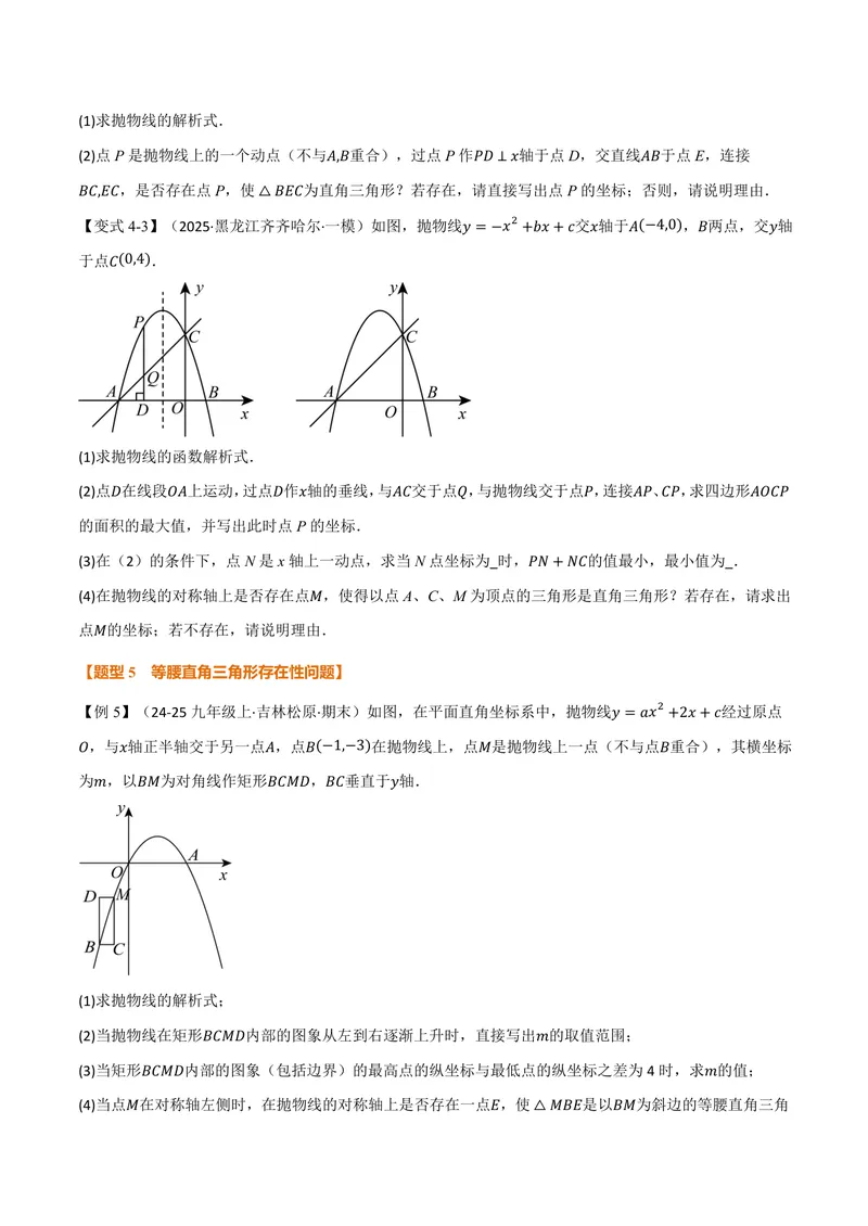 《专题04二次函数中的存在性问题(专项训练)(原卷版)_2026语数英7-9年级上《举一反三系列》多版本_2026《初中数学•举一反三系列》9上多版本_2026《初中数学•举一反三系列》9上(浙教)》第8页预览