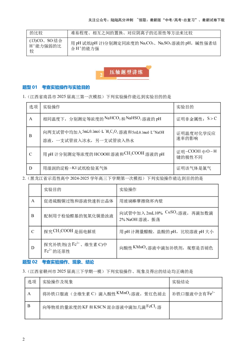 《压轴题08微型化学实验设计与评价（原卷版）_05-化学-高考总复习_三轮冲刺_压轴题2025年高考化学培优训练（新高考通用）》第2页预览