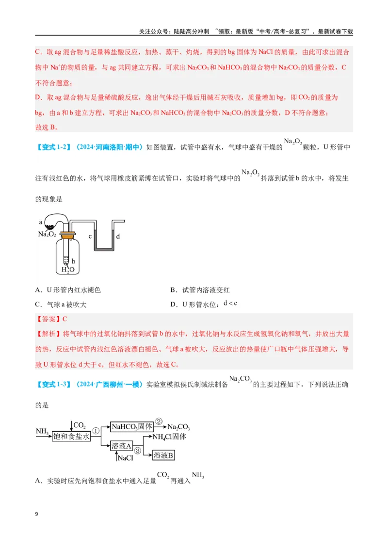《专题五元素及其化合物十大题型-2024年高考化学二轮复习举一反三系列（新高考专用）（教师版）_05-化学-高考总复习_二轮复习_2024年_资料》第9页预览