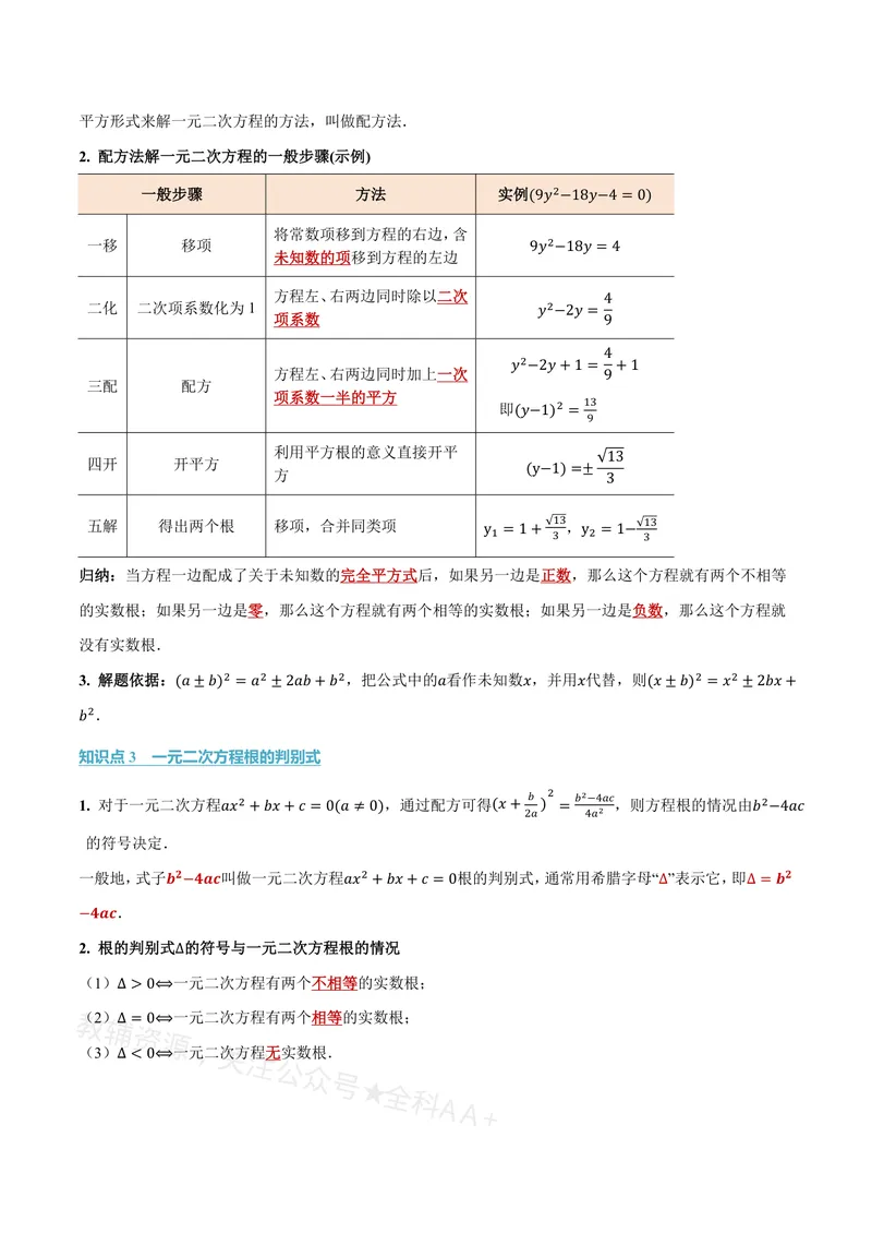 《专题21.2一元二次方程的解法(讲义)(原卷版)_2026语数英7-9年级上《举一反三系列》多版本_2026《初中数学•举一反三系列》8上多版本_2026《初中数学•举一反三系列》8上(沪教)》第2页预览