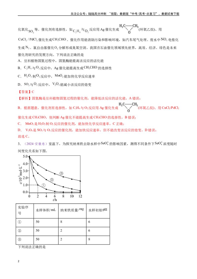 《专题14化学反应速率与化学平衡（全国通用）（解析版）_05-化学-高考总复习_专项复习_2024年_2024年高考化学真题分类汇编（全国通用）》第2页预览