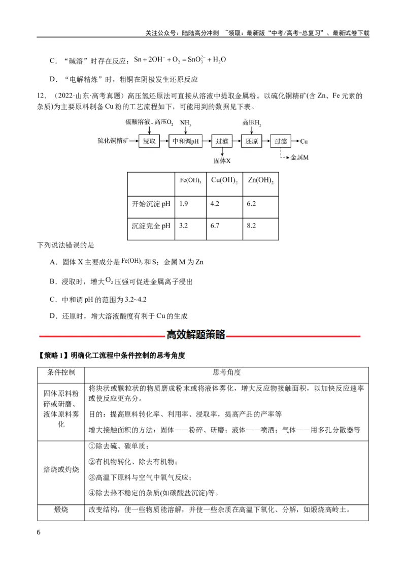 《专题10微型化学工艺流程（选择题）（学生版）-（新高考通用）_05-化学-高考总复习_二轮复习_2025年_2025年高考化学二轮·突破提升专题复习讲义（新高考通用）_资料》第6页预览