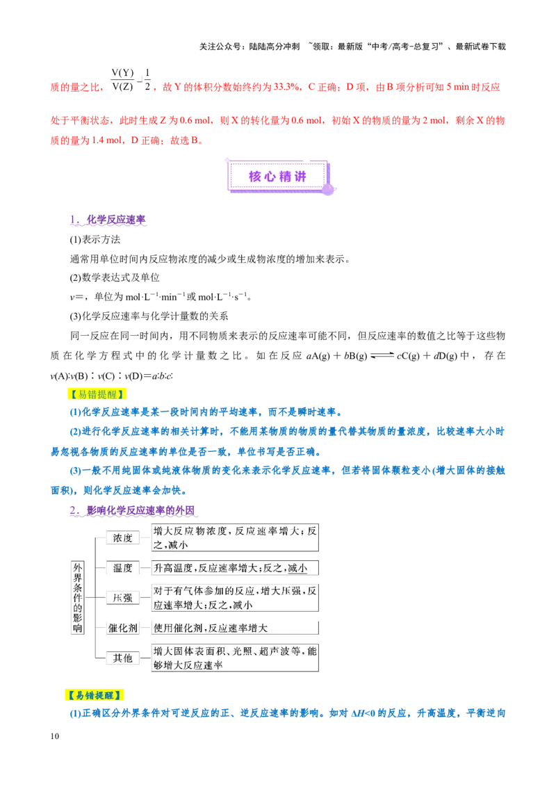《专题07化学反应速率与化学平衡（讲义）（教师版）_05-化学-高考总复习_二轮复习_2025年_2025年高考化学二轮复习课件+讲义+练习（新高考通用）》第10页预览