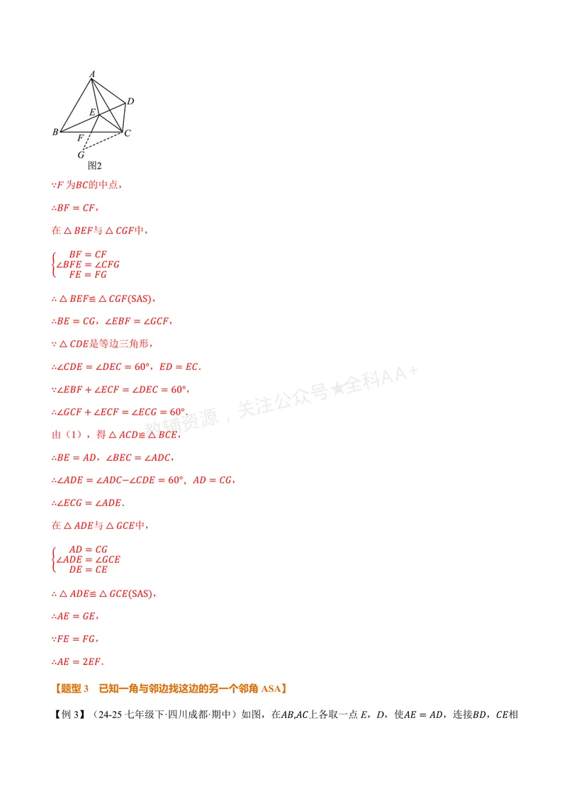 《专题02判定两个三角形全等的常用思路(专项训练)(解析版)_2026语数英7-9年级上《举一反三系列》多版本_2026《初中数学•举一反三系列》8上多版本_2026《初中数学•举一反三系列》8上(浙教)》第9页预览