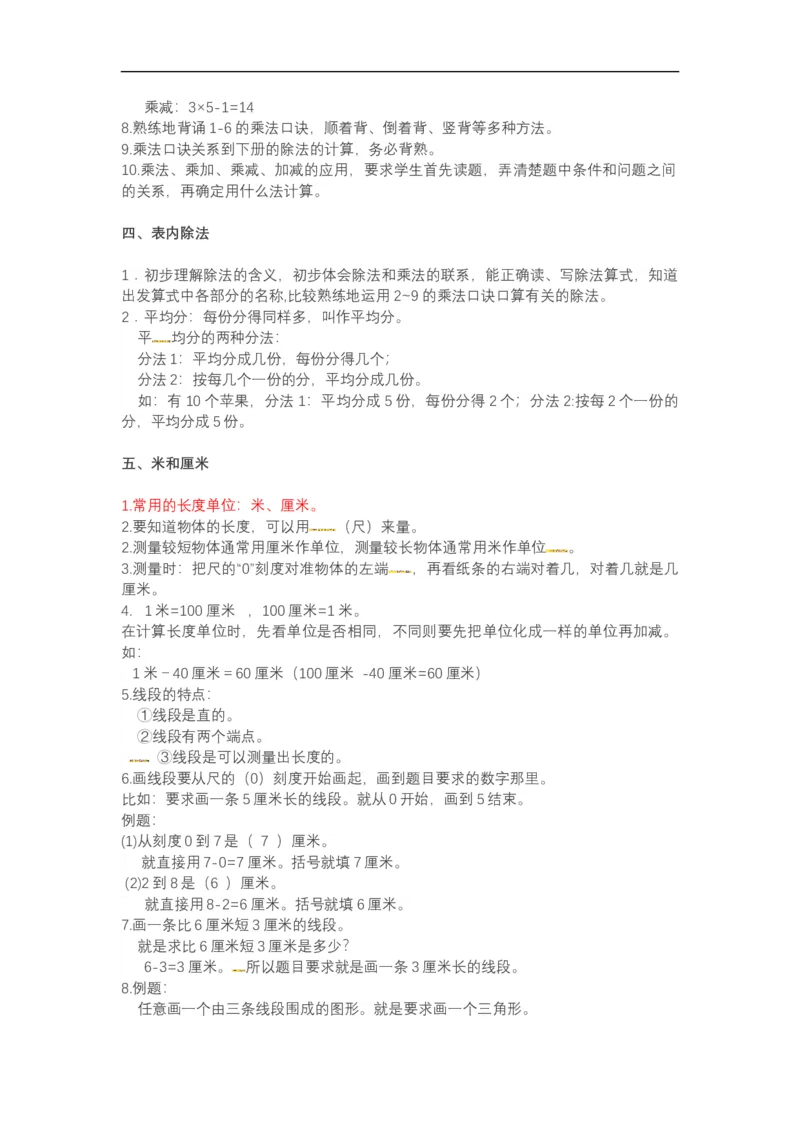 《二年级数学上册知识点总结_小学1-6年级全科全套_1-6年级全科上册_二年级_数学_A二年级数学（苏教版）_苏教数学二上知识总结》第2页预览