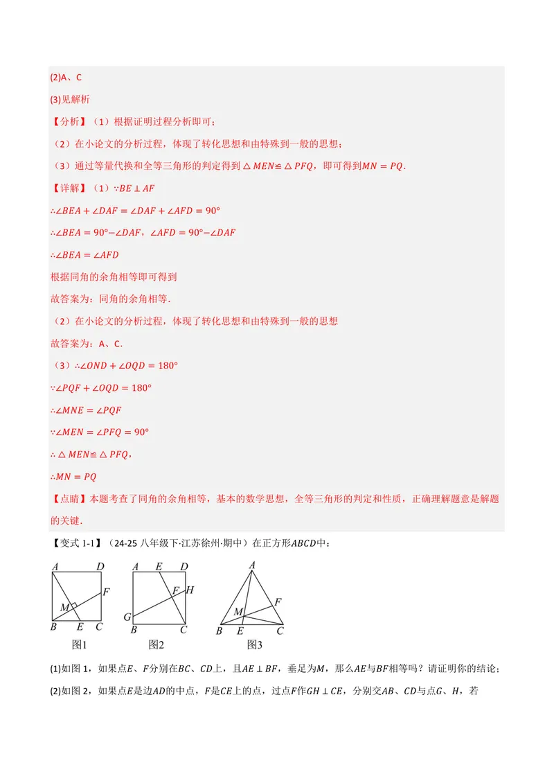 《专题04正方形中的模型、长度关系、路径问题(专项训练)(解析版)_2026语数英7-9年级上《举一反三系列》多版本_2026《初中数学•举一反三系列》9上多版本》第3页预览