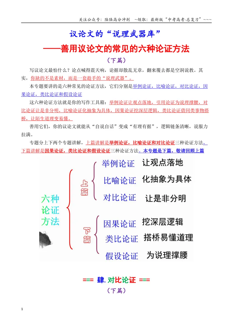 《专题10说理武器库：议论文常见的六种论证方法（下篇）（学生版）_专项复习_2026年-语文专项复习_2026年高考语文议论文写作秘籍-G391_资料》第1页预览