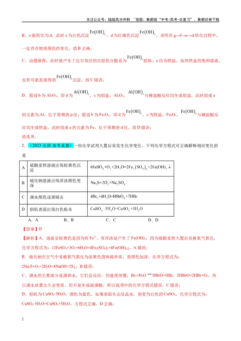 《（能力版）微专题14探究氢氧化亚铁、高铁酸盐的性质与制备-（教师版）(全国版)_05-化学-高考总复习_一轮复习_2024年_2024高考化学一轮复习考点微专题考情分析经_资料_2025版》第2页预览