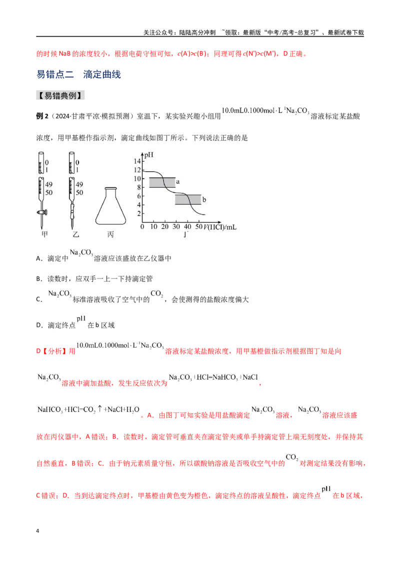 《易错专题14水溶液中离子平衡图像（解析版）_05-化学-高考总复习_专项复习_2024年_2024年高考化学考前易错聚焦_资料》第4页预览