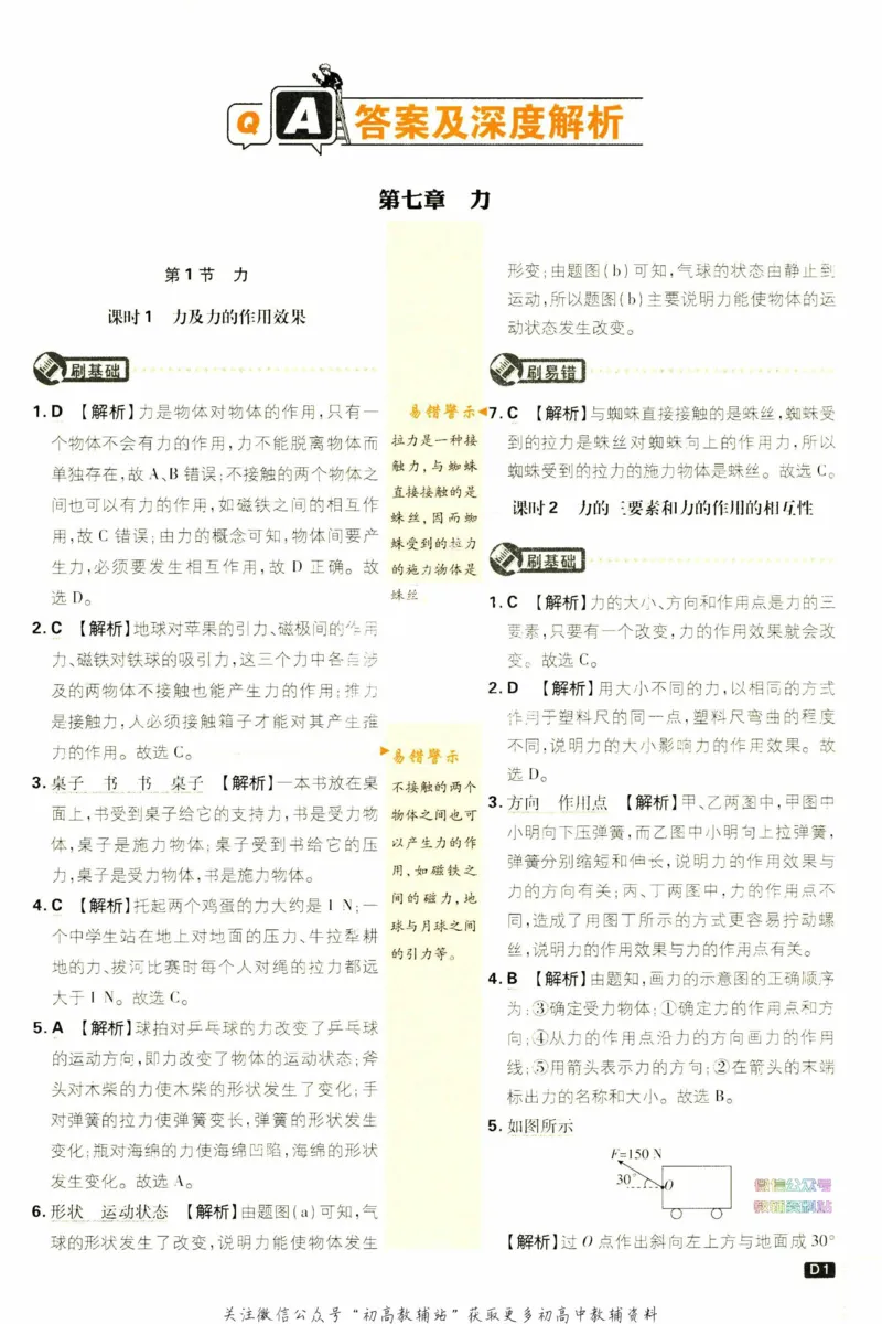 《初中必刷题八年级下册物理人教版答案_2、2025初中必刷题合集_初中必刷题23+24+25上册_2023版》第2页预览