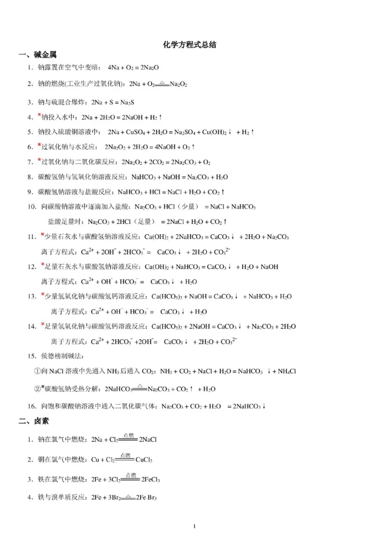 《化学方程式总结--2027高三化学_2024-2027高三（6-6月题库）_2026年06月高三试卷（数理化）_2026年6月高中化学试题汇编_0621化学》第1页预览