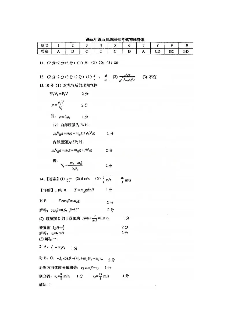 《华中师范大学第一附属中学2026届高三年级五月适应性考试物理答案_2024-2027高三（6-6月题库）_2026年05月高三试卷》第1页预览