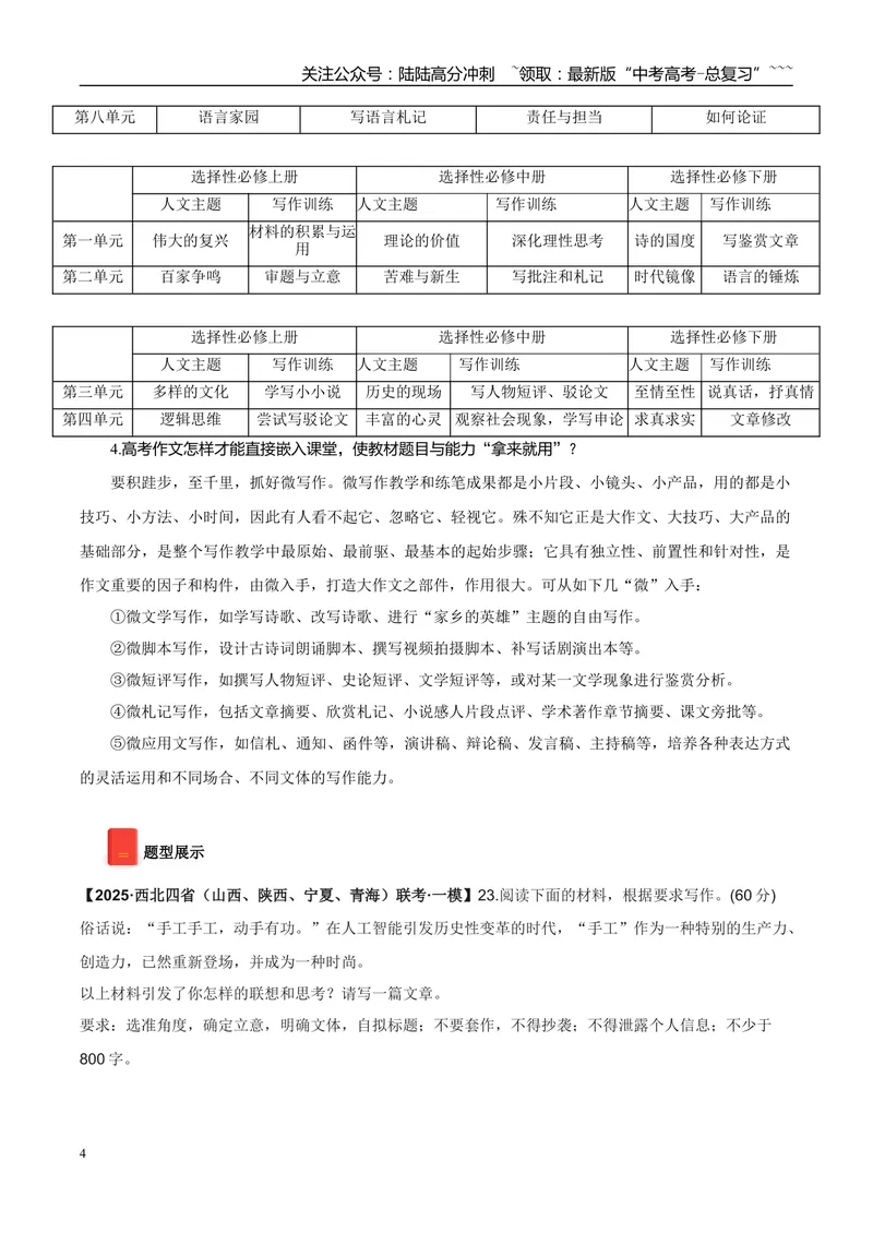 《专题07写作（学生版）_专项复习_2026年-语文专项复习_2025年高考语文一模试题分类汇编（陕西、山西、青海、宁夏专用）》第4页预览