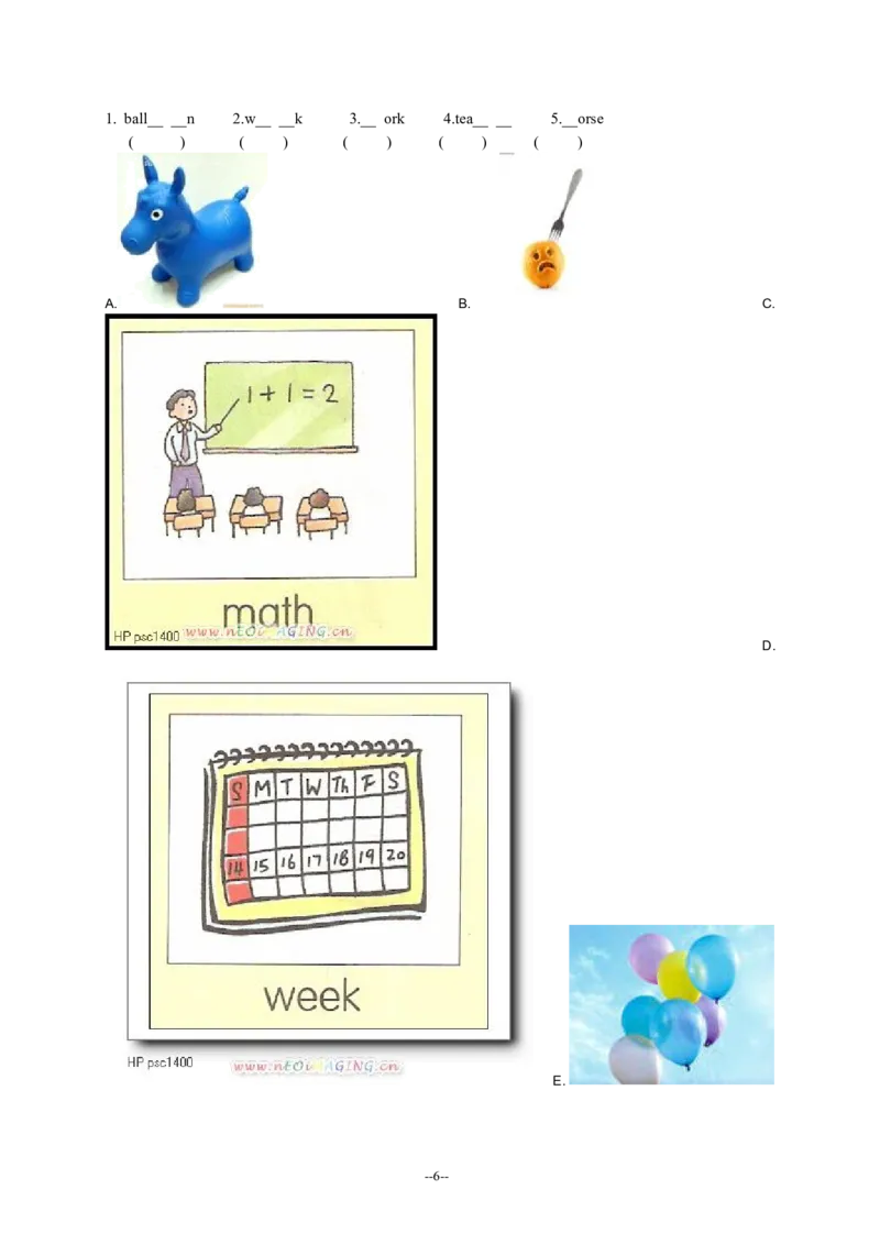 《广州版四年级英语上册模拟试题卷_小学1-6年级全科全套_1-6年级全科上册_四年级_四上英语_四上英语广州教科版英语4上_广州版四年级英语试卷上册_二版》第6页预览