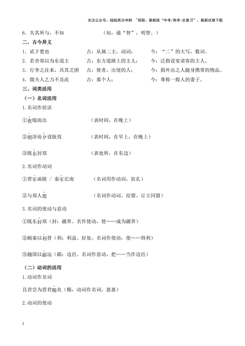 《专题08《烛之武退秦师》挖空训练+知识梳理+过关训练（原卷版）_专项复习_2024年_2024年高考语文课内文言文挖空训练+知识梳理+过关训练（统编版）_资料》第2页预览