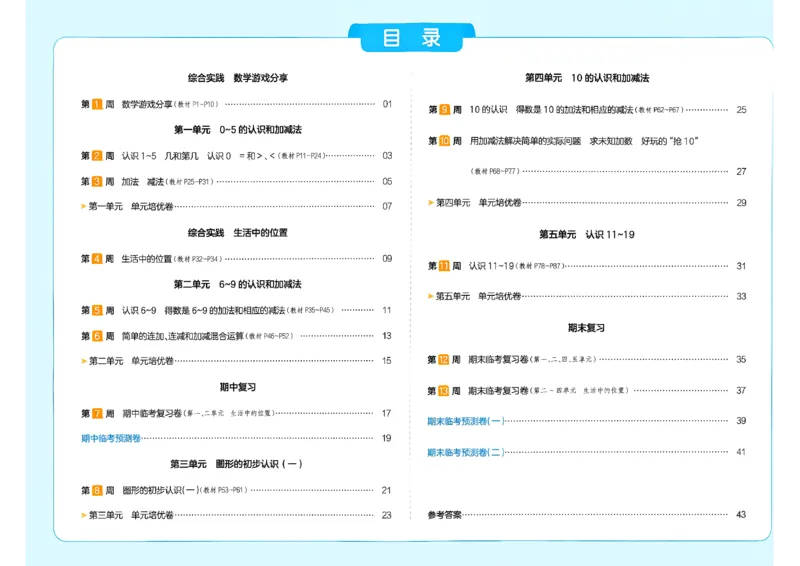《26秋一本周末小测卷数学苏教一年级_小初高学习资料合集（每天更新）_2026秋《一本周末小测卷》苏教版1-6年级上册》第2页预览