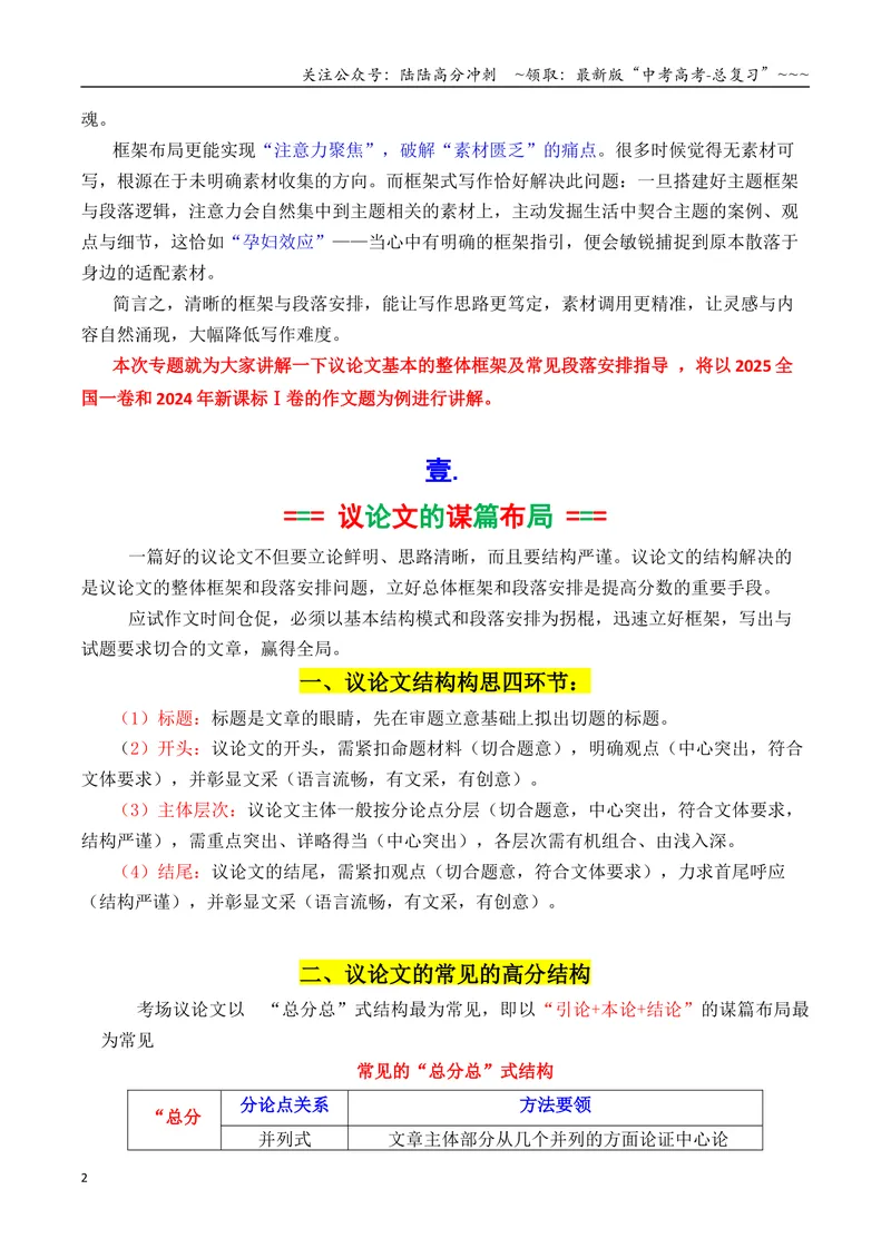 《专题07议论文结构构思（框架建模）+常见段落安排_专项复习_2026年-语文专项复习_2026年高考语文议论文写作秘籍-G391_资料》第2页预览