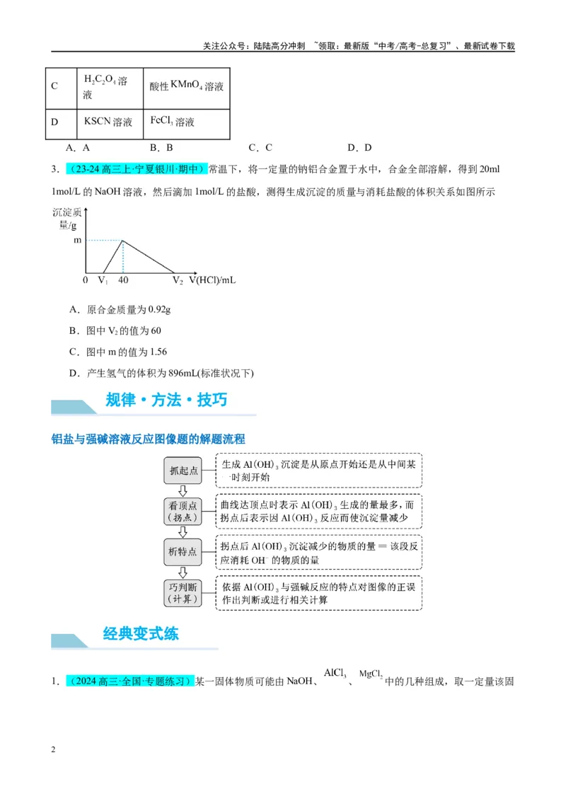 《（能力版）微专题12探究图形分析在“铝三角”转化中的应用-（学生版）(全国版)_05-化学-高考总复习_一轮复习_2024年_2024高考化学一轮复习考点微专题考情分析经_资料_2025版》第2页预览