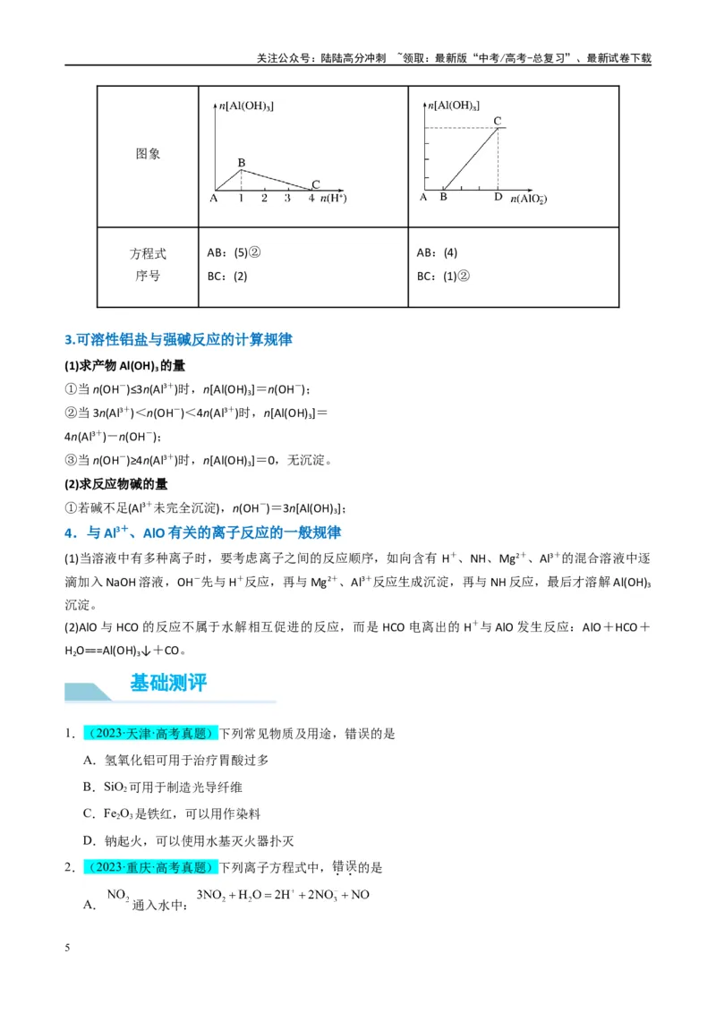 《（能力版）微专题12探究图形分析在“铝三角”转化中的应用-（学生版）(全国版)_05-化学-高考总复习_一轮复习_2024年_2024高考化学一轮复习考点微专题考情分析经_资料_2025版》第5页预览