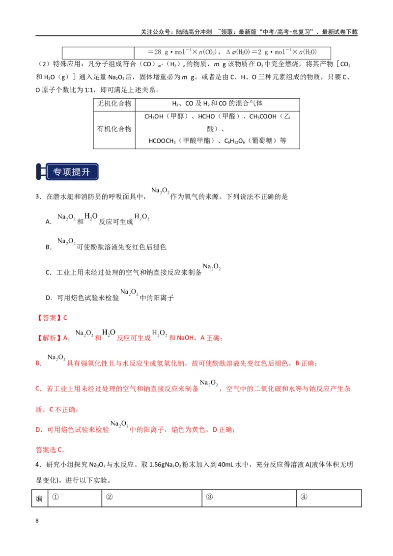 《知识清单05钠及其重要化合物（教师版）_05-化学-高考总复习_一轮复习_2025年_2025年高考化学一轮复习知识清单（全国通用）》第8页预览