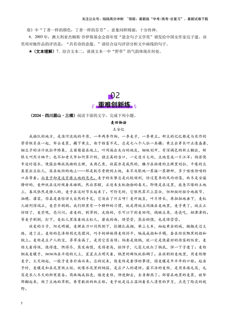 《专题10文本理解题（练习）（学生版）_二轮复习_2025年_2025年高考语文二轮复习课件+讲义+练习（新高考通用）》第5页预览