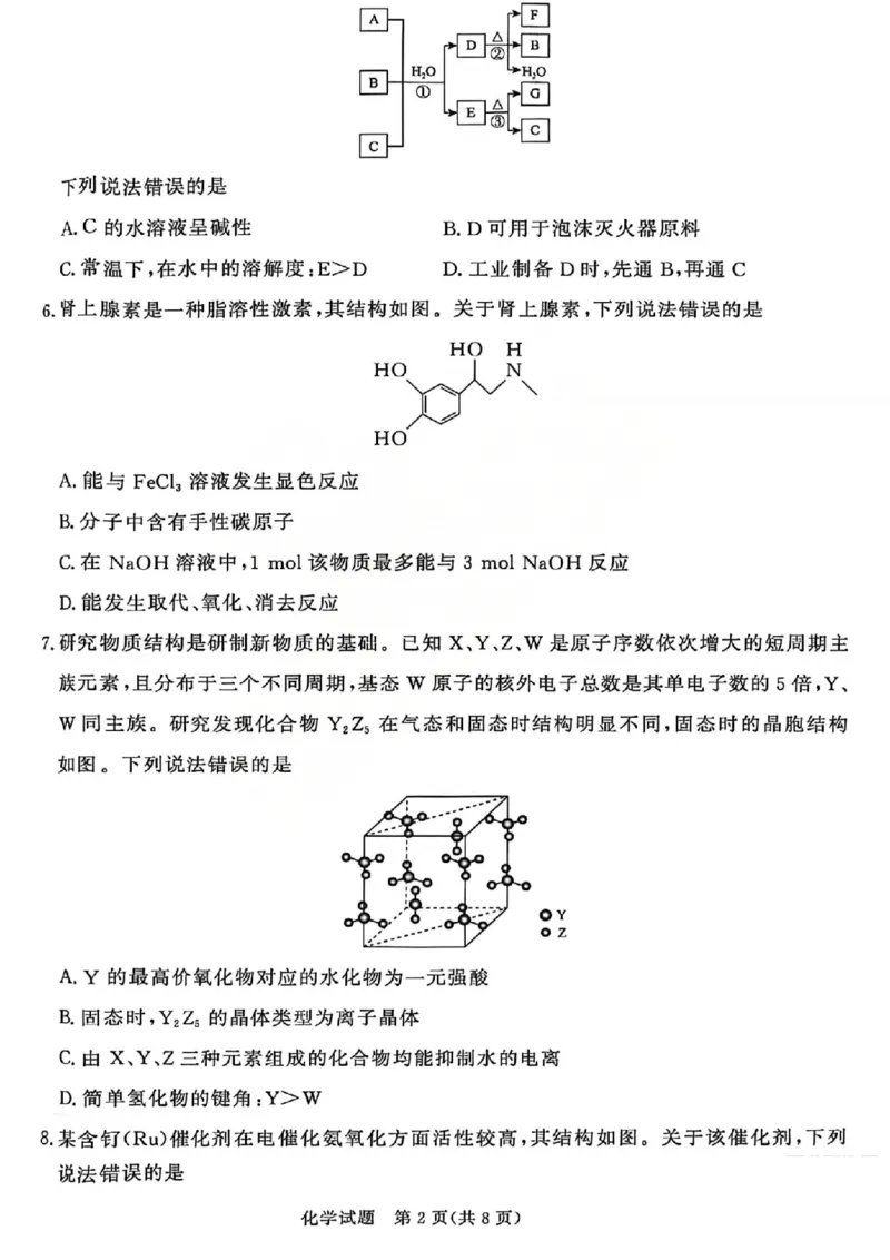 《化学试题-2026山西青桐鸣高三5月13-14联考_2024-2027高三（6-6月题库）_2026年05月高三试卷_2605152026届青桐鸣高三5月13-14大联考（全科）》第2页预览