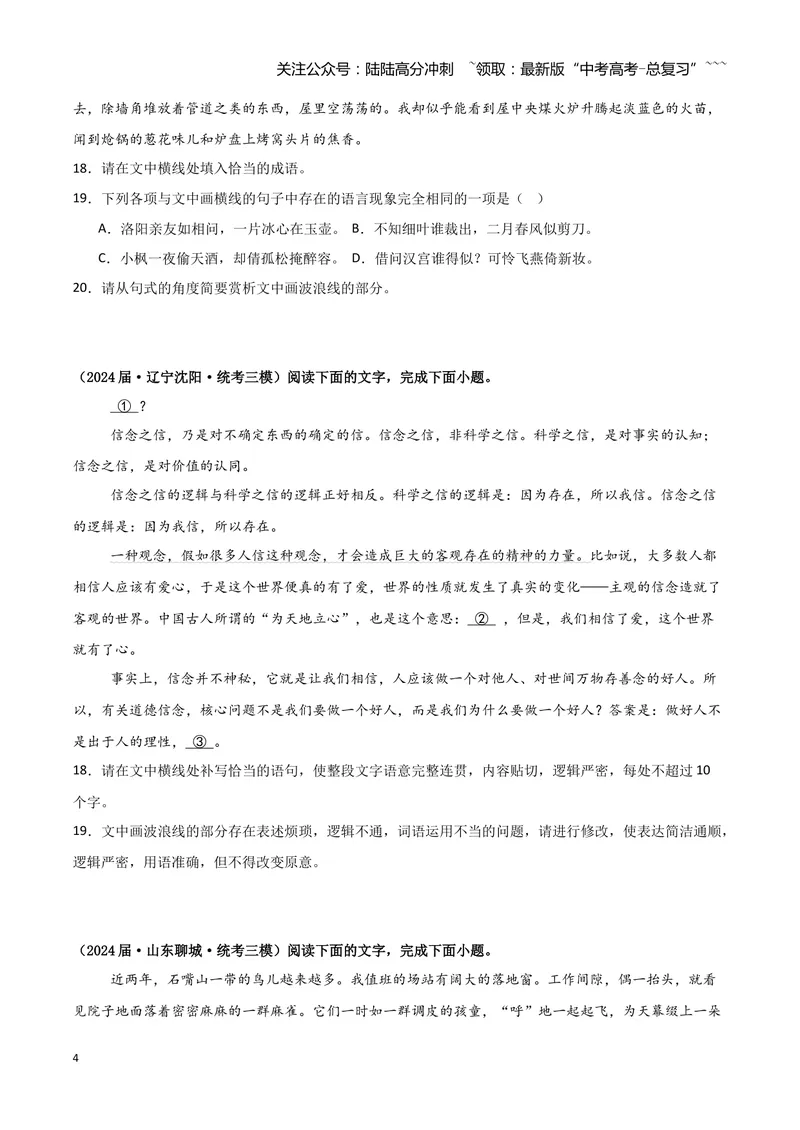 《专题06语言文字运用1（学生版）（新高考通用）_专项复习_2026年-语文专项复习_2025年高考语文三模试题分类汇编（新高考通用）_2024版_新高考通用》第4页预览