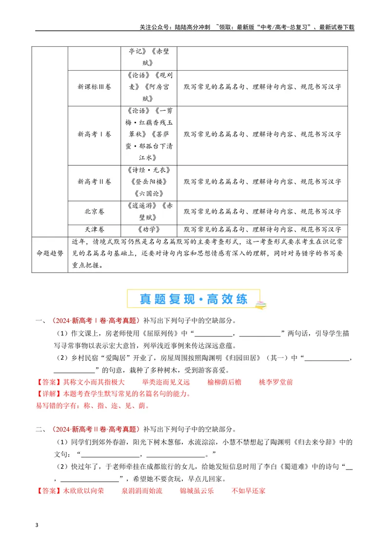 《专题11名句名篇默写（情境式默写）（解析版）_专项复习_2025年_五年2020-2024高考真题分类汇编高考语文真题分类汇编（全国通用）》第3页预览