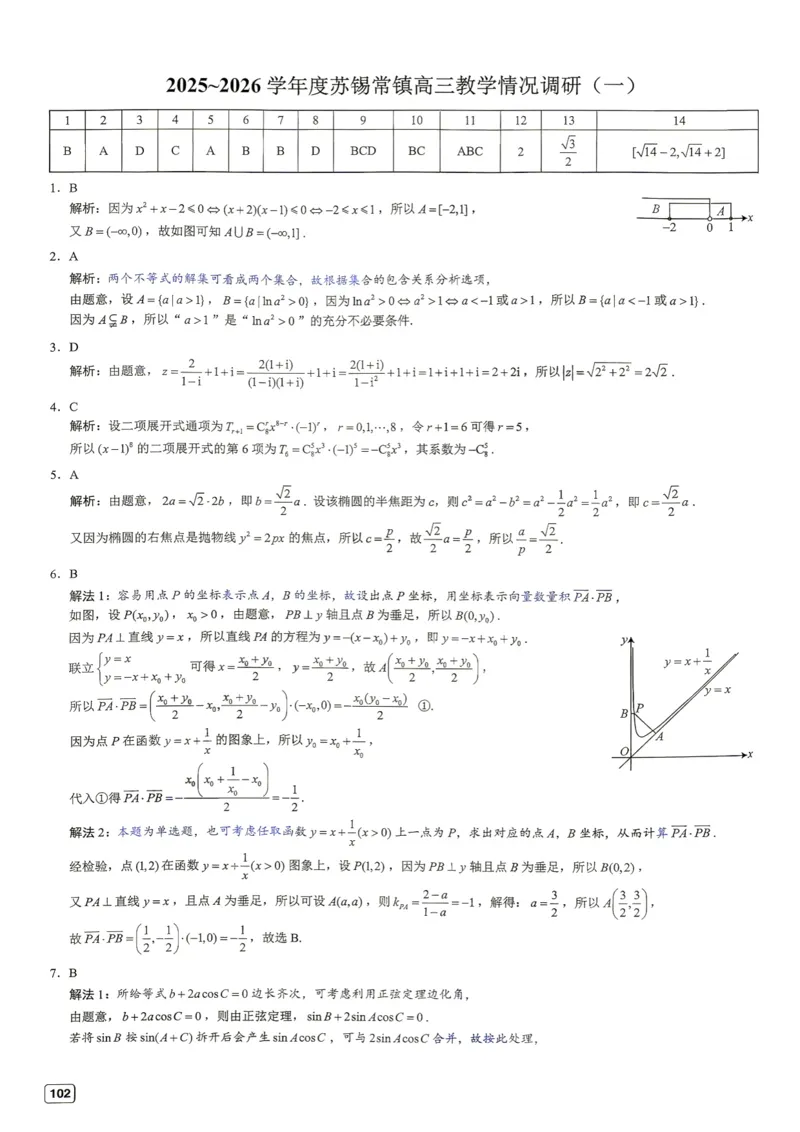 《第12套答案-2025~2026学年度苏锡常镇高三教学情况调研（一）_小初高学习资料合集（每天更新）_2027版《一数-核心卷-高考数学模拟30卷》拔高_7-16套：核心卷》第1页预览