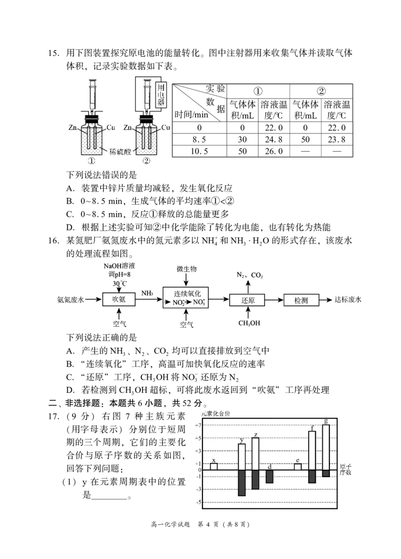《福建漳州市2026年高一下学期期末化学试题_小初高学习资料合集（每天更新）_2026年7月高中化学试题汇编_0713化学_福建漳州市2026年高一下学期期末化学试题+答案》第4页预览