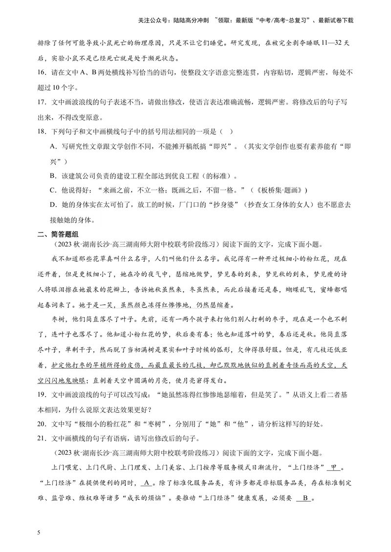 《专题06语用综合题20题（全国百强校预测）（新课标Ⅰ卷区专用）-（原卷版）_一轮复习_2025年_2025年新高考语文一轮复习题型专练习题试卷强化训练题_新高考（课标）Ⅰ卷地区》第5页预览