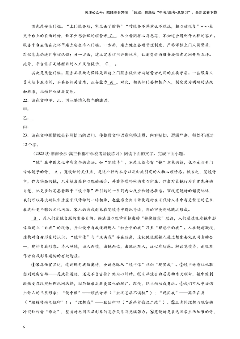 《专题06语用综合题20题（全国百强校预测）（新课标Ⅰ卷区专用）-（原卷版）_一轮复习_2025年_2025年新高考语文一轮复习题型专练习题试卷强化训练题_新高考（课标）Ⅰ卷地区》第6页预览