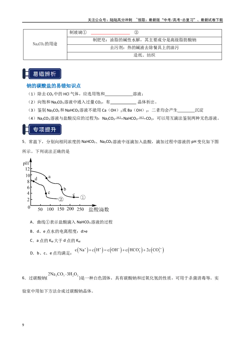 《知识清单05钠及其重要化合物（学生版）_05-化学-高考总复习_一轮复习_2025年_2025年高考化学一轮复习知识清单（全国通用）》第9页预览