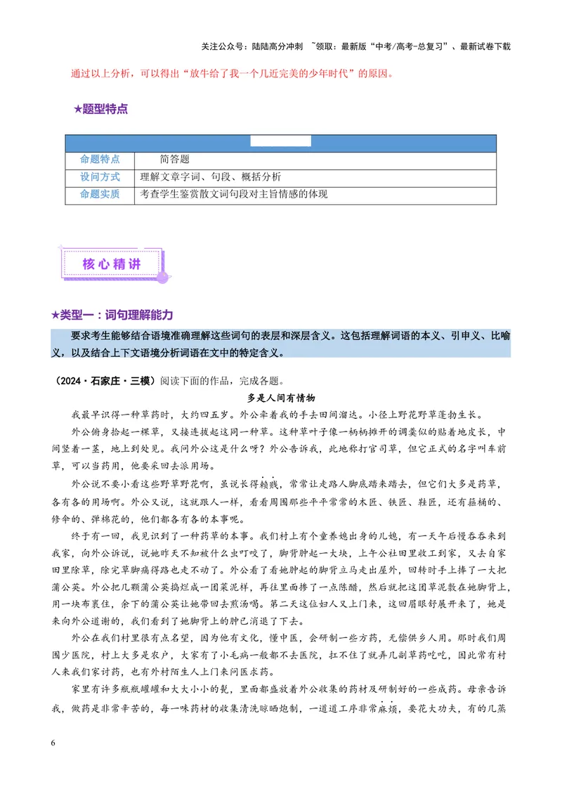 《专题10文本理解题（讲义）（教师版）_二轮复习_2025年_2025年高考语文二轮复习课件+讲义+练习（新高考通用）》第6页预览