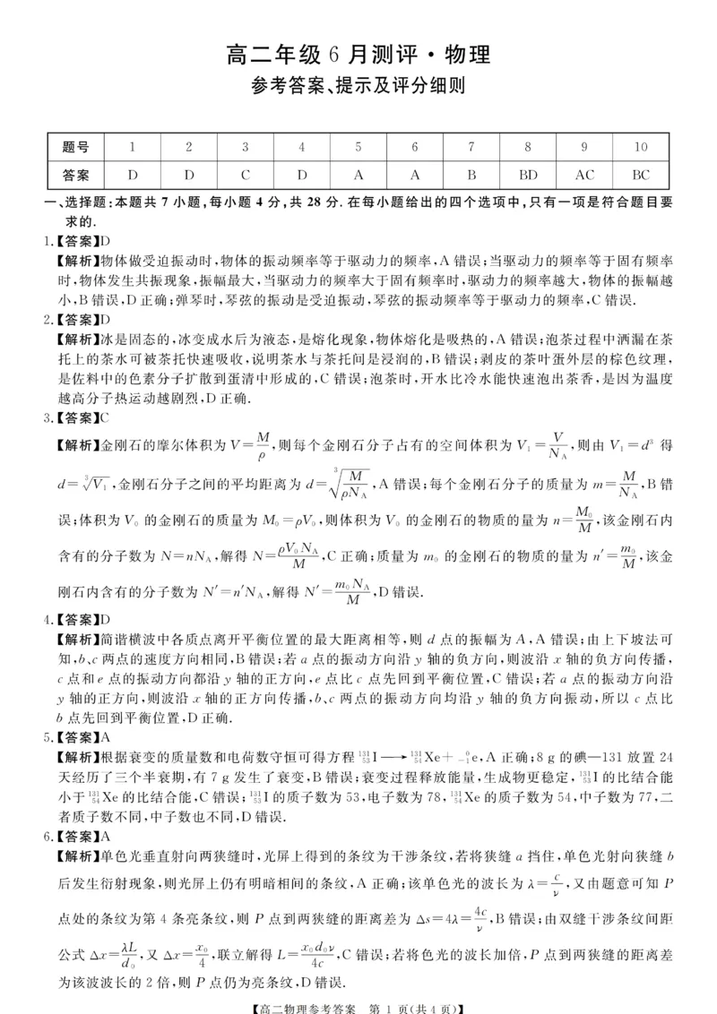 《河南新未来2026年高二下学期6月测评物理答案_小初高学习资料合集（每天更新）_2026年6月高中物理试卷汇编_0626物理_河南新未来2026年高二下学期6月测评物理试题+答案》第1页预览
