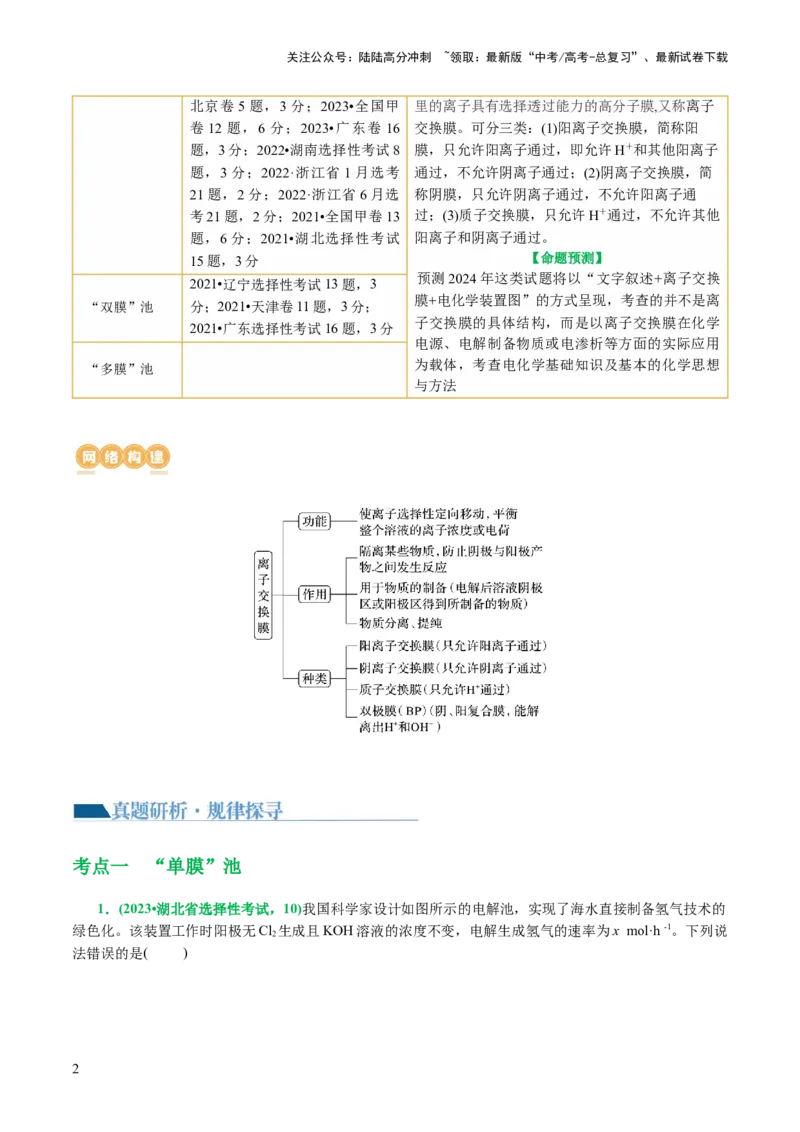 《重难点突破离子交换膜的分析与应用(解析版)_05-化学-高考总复习_二轮复习_2024年_2024年高考化学二轮复习讲练测（新教材新高考）_配套练习（原卷版+解析版）》第2页预览