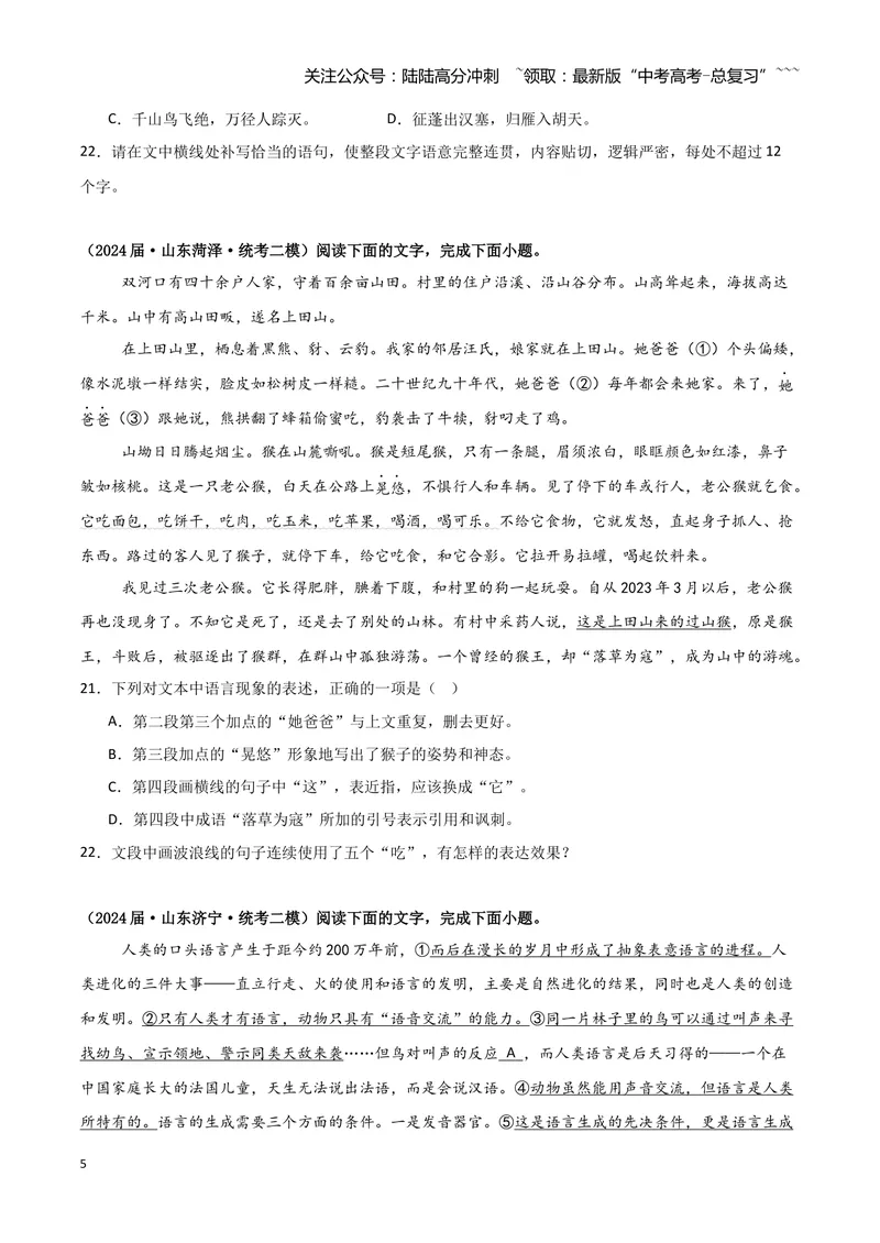 《专题07语言文字运用2（学生版）（新高考通用）_专项复习_2026年-语文专项复习_2025年高考语文二模试题分类汇编（新高考专用）_2024版_171》第5页预览