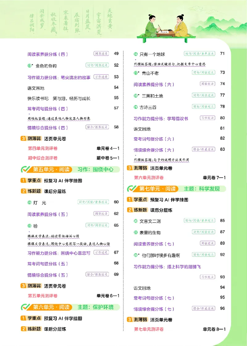 《26秋一遍过语文6年级上_小初高学习资料合集(每天更新)_2026秋《小学天星一遍过》3-6年级上册_26秋一遍过语文6年级上》第4页预览