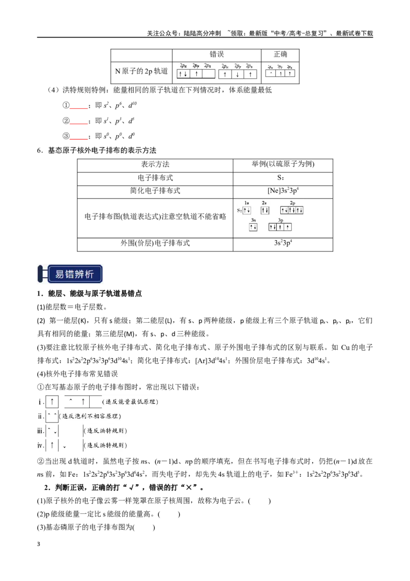 《知识清单14原子结构与性质（学生版）_05-化学-高考总复习_一轮复习_2025年_2025年高考化学一轮复习知识清单（全国通用）》第3页预览